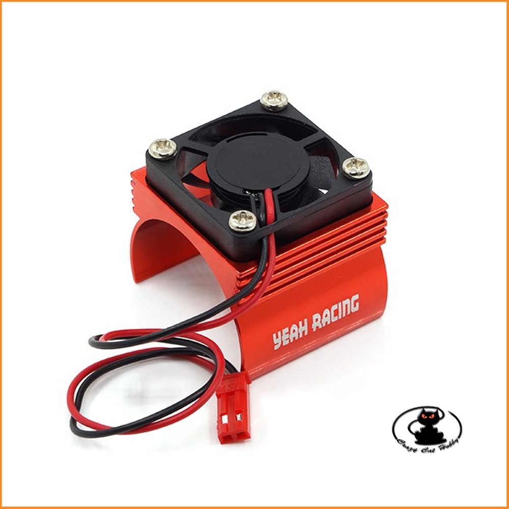 Heatsink for electric motors class 540, scale 1:10, in red aluminum with fan - YA-410RD