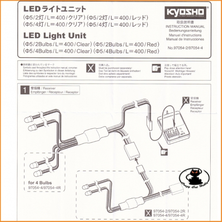 Instruction Led Light Unit Front (4 Led Clear) - Kyosho 97054-4CR