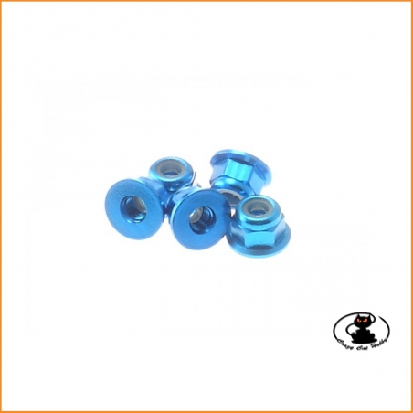 M3 Self-Locking Alloy Nut ( 5 pcs ) T Blue - Hiro Seiko - 69237