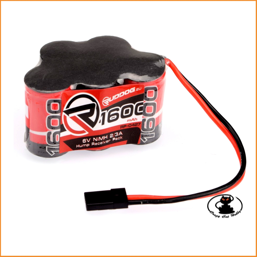 RUDDOG 1600mAh 6.0V NiMH 2/3A Hump Receiver Pack - RP-0427