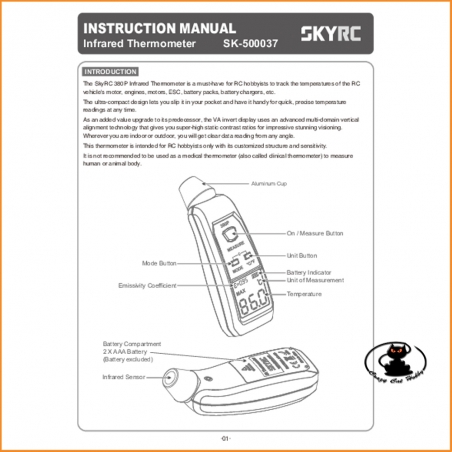 Digital Infrared Thermometer SkyRc 380P - SK-500037-01