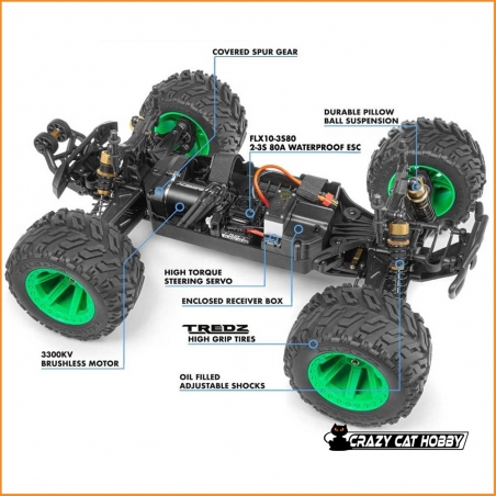 MAVERICK QUANTUM MT FLUX 80A BRUSHLESS MONSTER TRUCK 4WD 1/10 - 150203 -ELETTRICO LIPO 2/3s