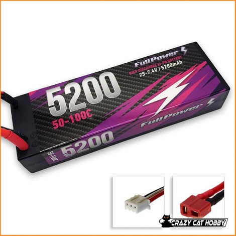 BATTERIA LIPO Lipo 2S 5200 mah 50/100C HARD CASE CONNETTORE DEANS - FULLPOWER 448723