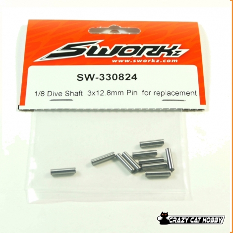 SW-330824 Drive Shaft 3×12.8mm Pin for replacement (10) - SWORKz - 4712909137324