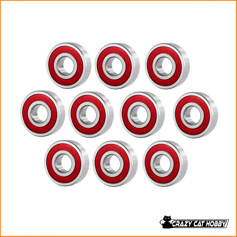 SW-116006R Cuscinetti 8x16x5 mm 2RS Schermi Gomma Rossa ( 10 pz )  - Sworkz - 4710345173302