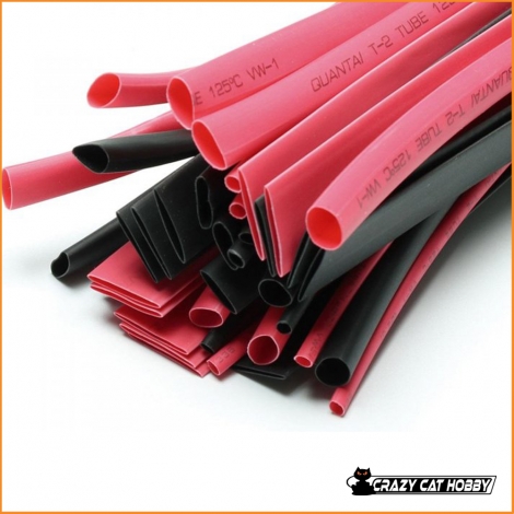 HEAT SHRINKABLE RED BLACK 100 PRE-CUT PIECES VARIOUS SIZES