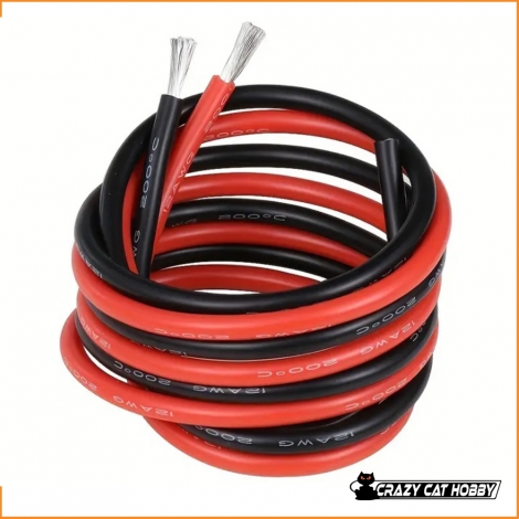 12AWG CAVO CON GUAINA AL SILICONE ROSSO NERO - 100 + 100 CM - PICHLER - C2878 - 4056534003556