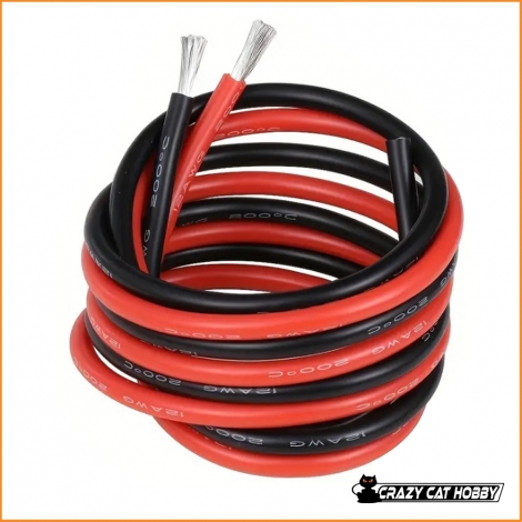 12AWG CAVO CON GUAINA AL SILICONE ROSSO NERO - 100 + 100 CM - PICHLER 4056534003556