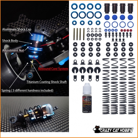 SET AMMORTIZZATORI DA 55 mm TOURING 1/10 BLU - YEAH RACING - DSG-0055BU - 4895186200124