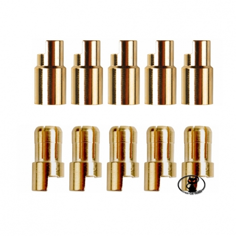 600157 Round gold connector kit for ø 6.5 mm batteries, 5 female + 5 taps